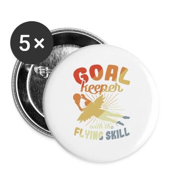 Gardien de but avec des compétences de vol - Lot de 5 grands badges (56 mm) - blanc - Devant