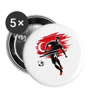 Football Turkey Türkiye Flag Flag Player - Buttons large 2.2''/56 mm (5-pack) - white - Front