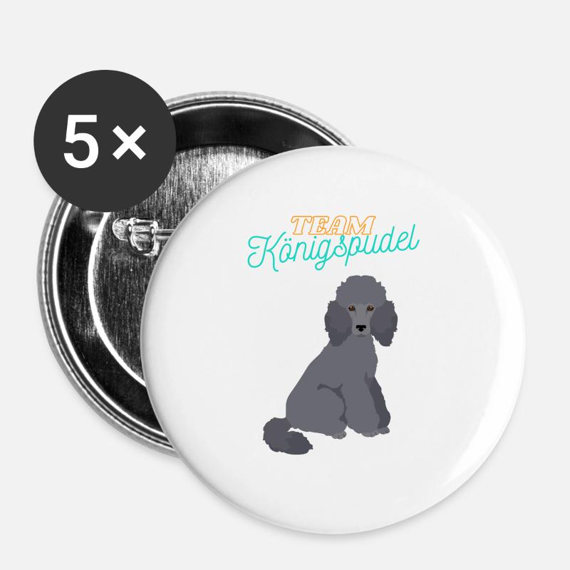 Team King's Poodle - Buttons large 2.2''/56 mm (5-pack) - white