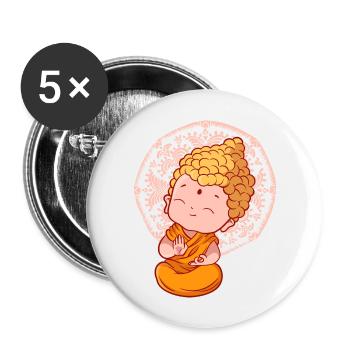 Buddha Monk Namaste Buddhism I Gift - Buttons large 2.2''/56 mm (5-pack) - white - Front