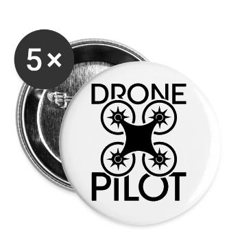 drone pilot Dronen Flieger Flugzeug coole Sprüche - Buttons groß 56 mm (5er Pack) - Weiß - Vorne
