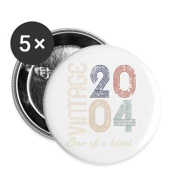20-jähriges Jubiläum 2004 - Vintage Retro Geschenkidee - Buttons groß 56 mm (5er Pack) - Weiß - Vorne