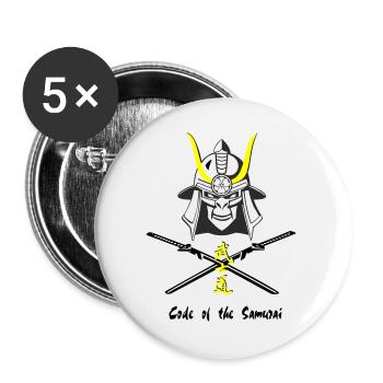 Samuraihelm Kabuto 4 - Buttons groß 56 mm (5er Pack) - Weiß - Vorne