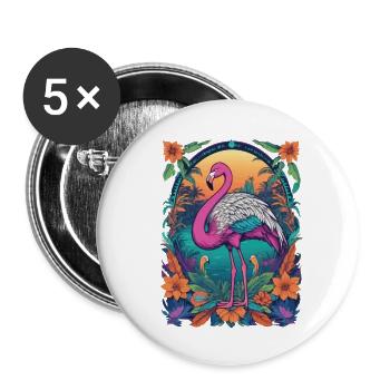Africa Flamingo Spiritual Mandala Design - Buttons large 2.2''/56 mm (5-pack) - white - Front