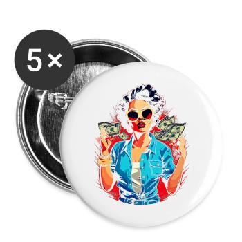 Belle femme peinture art visage femme colorée - Lot de 5 grands badges (56 mm) - blanc - Devant
