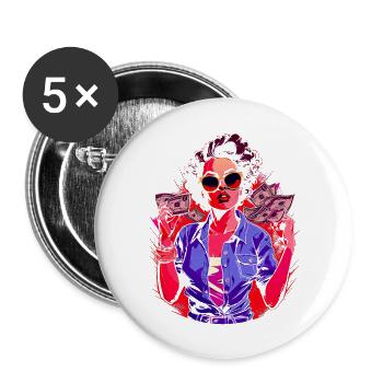 Belle femme peinture art visage femme colorée - Lot de 5 grands badges (56 mm) - blanc - Devant