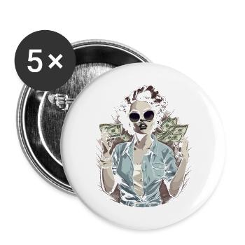 Beautiful female paint art Face colorful woman - Buttons large 2.2''/56 mm (5-pack) - white - Front