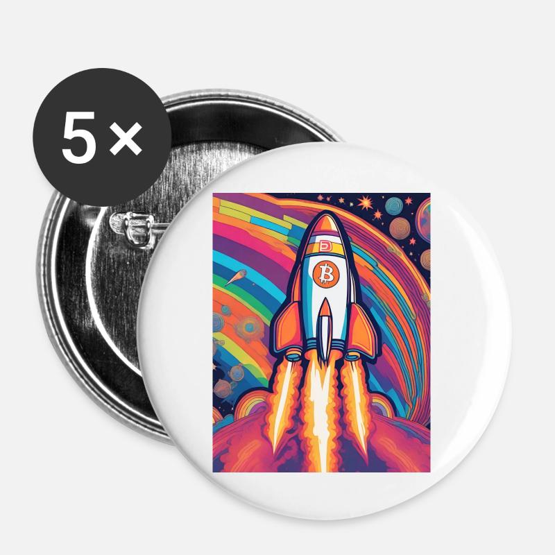 Bitcoin to the moon - Buttons large 2.2''/56 mm (5-pack) - white