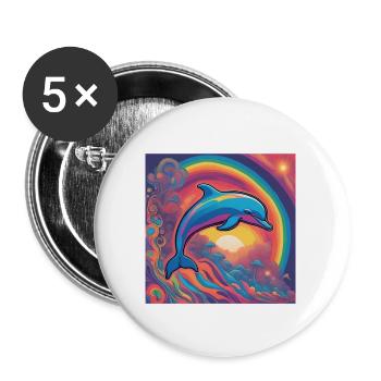 Delphin - Buttons groß 56 mm (5er Pack) - Weiß - Vorne