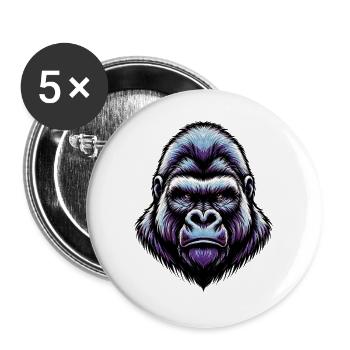 Gorille - Lot de 5 grands badges (56 mm) - blanc - Devant