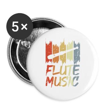 Musique de flûte vintage - Lot de 5 grands badges (56 mm) - blanc - Devant