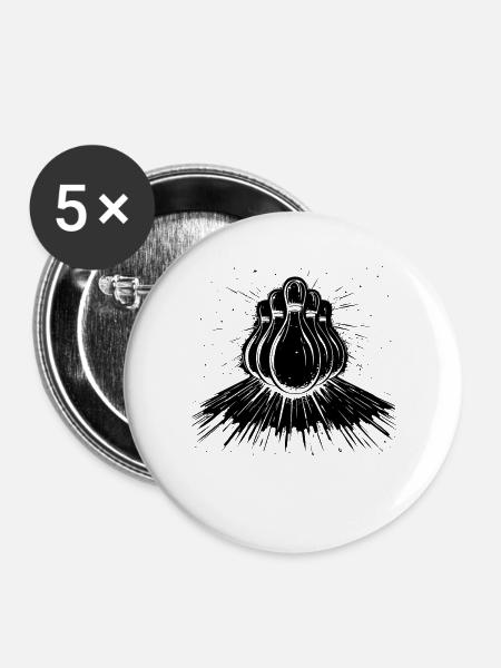Bowling Skizze - Buttons groß 56 mm (5er Pack) - Weiß