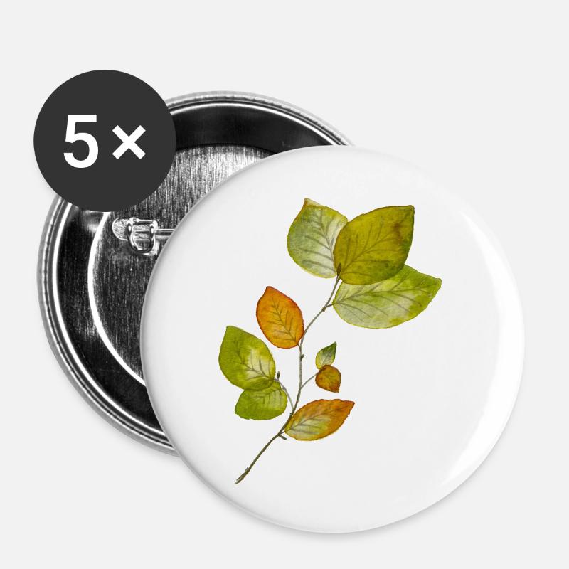 Buchenblätter - Buttons groß 56 mm (5er Pack) - Weiß