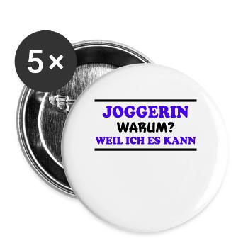 Joggerin Spruch Laufen Joggen Joggerin Geschenk - Buttons groß 56 mm (5er Pack) - Weiß - Vorne
