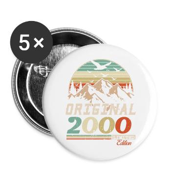 2000 Vintage Retro Birthday Vintage Gift - Buttons large 2.2''/56 mm (5-pack) - white - Front