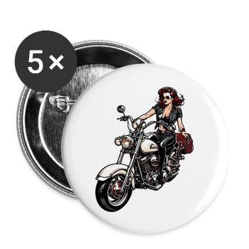 Motorcycle Logo/Bike/Two-Wheeler/Vehicle/Motors - Buttons large 2.2''/56 mm (5-pack) - white - Front
