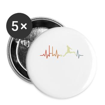 Rugby Player Heart Line ECG - Buttons large 2.2''/56 mm (5-pack) - white - Front