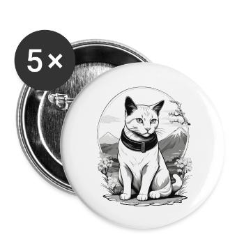 Domestic Cats, Owner, Cute Cat, Cats, Lady - Buttons large 2.2''/56 mm (5-pack) - white - Front
