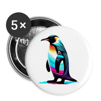 Pinguin - Buttons groß 56 mm (5er Pack) - Weiß - Vorne