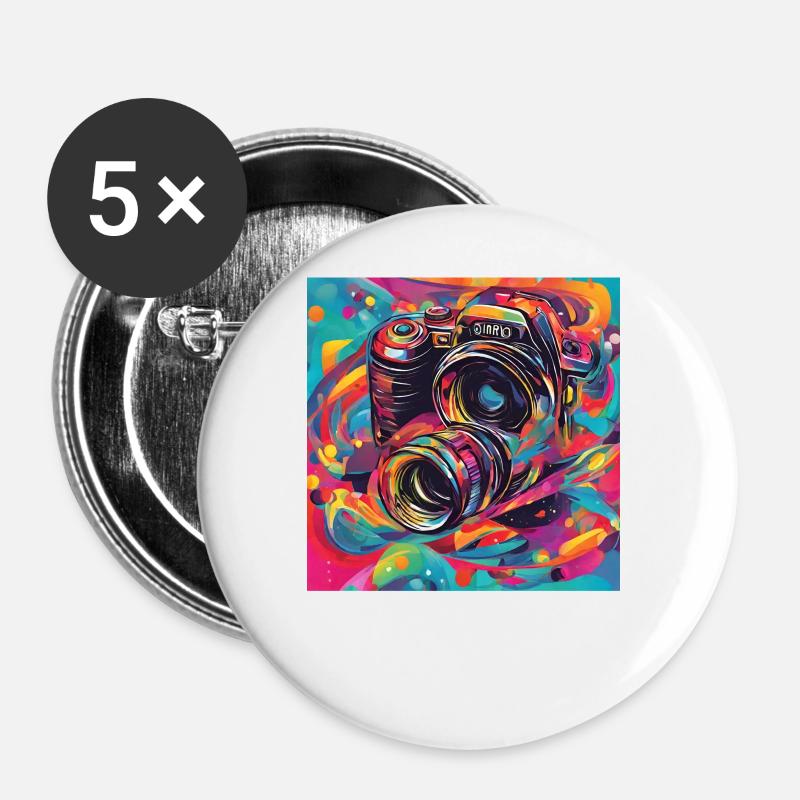 Camera Colorful - Buttons large 2.2''/56 mm (5-pack) - white