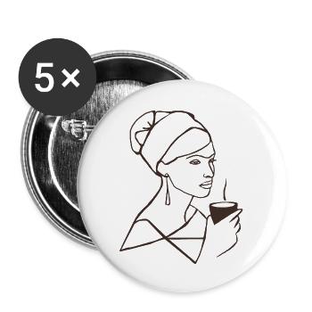 Kaffee-Love - Buttons groß 56 mm (5er Pack) - Weiß - Vorne
