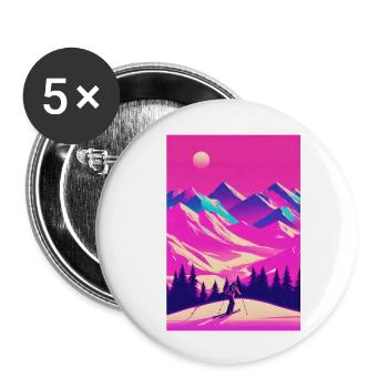 Ski - Lot de 5 grands badges (56 mm) - blanc - Devant