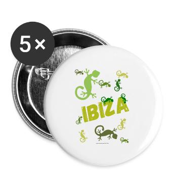Ibiza Geckos - Buttons groß 56 mm (5er Pack) - Weiß - Vorne