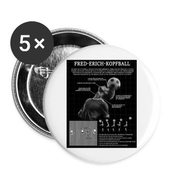 Fred-Erich-Kopfball - Buttons groß 56 mm (5er Pack) - Weiß - Vorne