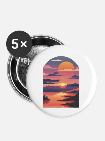 Sommerurlaub am Meer - Buttons groß 56 mm (5er Pack) - Weiß