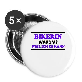 Bikerin Spruch Biker Lustiges Bikerin Geschenk - Buttons groß 56 mm (5er Pack) - Weiß - Vorne