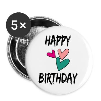 60. 60 ANS. 60e ANNIVERSAIRE. ANNIVERSAIRE 60 ANS. - Lot de 5 grands badges (56 mm) - blanc - Devant
