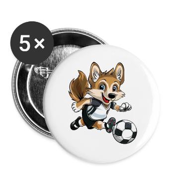Fußball Hund Tier Fußballer Sturm Fan Team Europa - Buttons groß 56 mm (5er Pack) - Weiß - Vorne