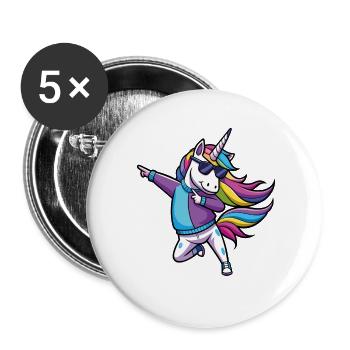Illustration de danseuse de licorne arc-en-ciel - Lot de 5 grands badges (56 mm) - blanc - Devant