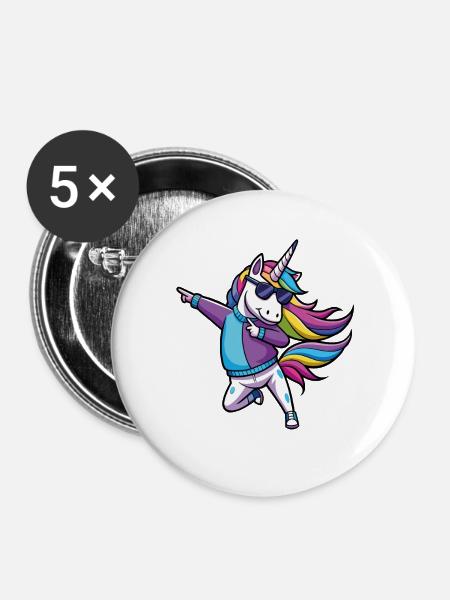 Rainbow Unicorn Dancer Illustration - Buttons large 2.2''/56 mm (5-pack) - white