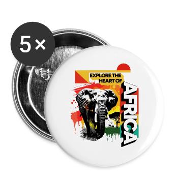 Africa Elephant Nature Adventure Wilderness Safari - Buttons large 2.2''/56 mm (5-pack) - white - Front