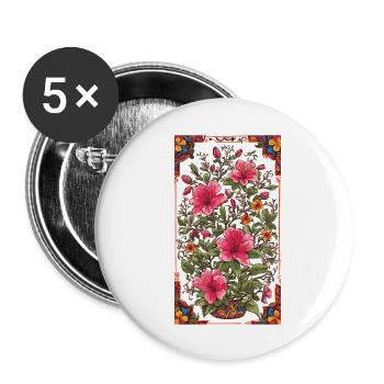 Deco Floral Vintage Aesthetic Streetwear Design - Buttons large 2.2''/56 mm (5-pack) - white - Front