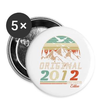 2012 Vintage Retro Geburtstag Vintage Geschenk - Buttons groß 56 mm (5er Pack) - Weiß - Vorne