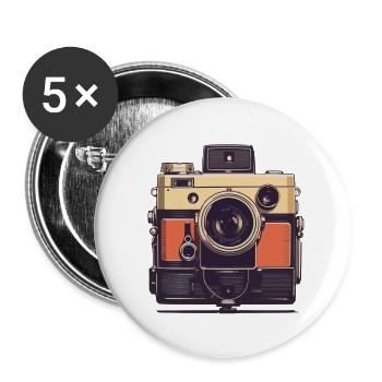 Appareil photo Vintage esthétique photographe rétro - Lot de 5 grands badges (56 mm) - blanc - Devant