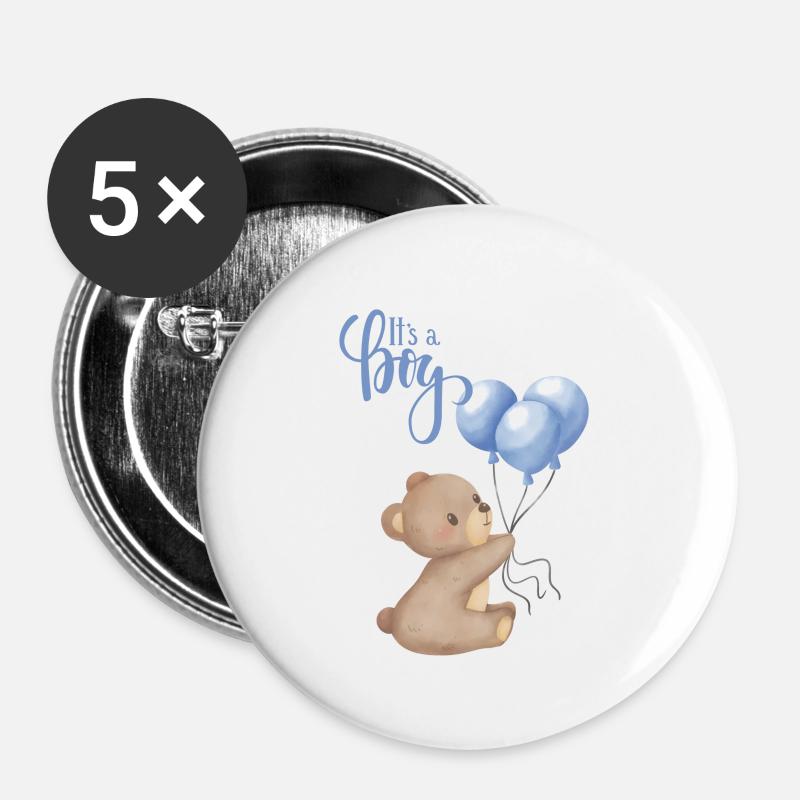 Its a boy - Buttons large 2.2''/56 mm (5-pack) - white