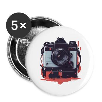 Appareil photo Vintage esthétique photographe rétro - Lot de 5 grands badges (56 mm) - blanc - Devant