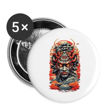 Esthétique Yokai Oni Ukiyo-e Démon japonais - Lot de 5 grands badges (56 mm) - blanc - Devant