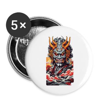 Esthétique Yokai Oni Ukiyo-E Japon Demon Streetwear - Lot de 5 grands badges (56 mm) - blanc - Devant