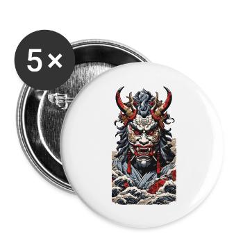 Aesthetic Yokai Oni Ukiyo-E Japan Demon Style - Buttons large 2.2''/56 mm (5-pack) - white - Front