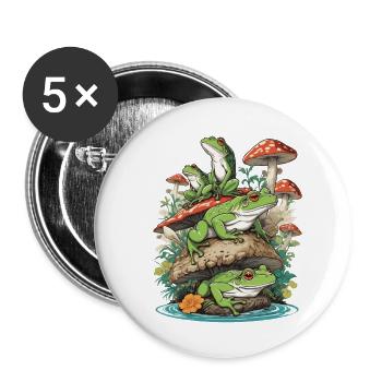 Frosch Streetwear Aesthetic Vintage Design - Buttons groß 56 mm (5er Pack) - Weiß - Vorne