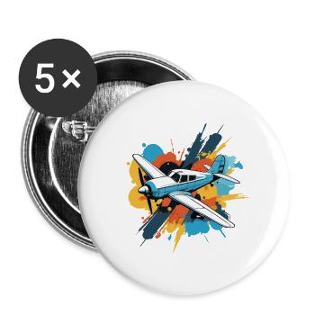 Model Airplane Pilot Airplane Airplane Hobby - Buttons large 2.2''/56 mm (5-pack) - white - Front