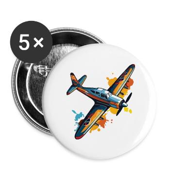 Model Airplane Pilot Airplane Hobby Design - Buttons large 2.2''/56 mm (5-pack) - white - Front