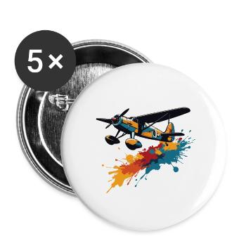 Model Airplane Pilot Airplane Hobby Passion - Buttons large 2.2''/56 mm (5-pack) - white - Front