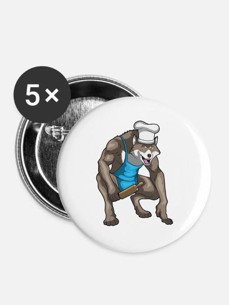 Werwolf Halloween Backen - Buttons groß 56 mm (5er Pack) - Weiß