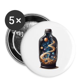 Weltraum in Flasche Boho Aesthetic Streetwear - Buttons groß 56 mm (5er Pack) - Weiß - Vorne