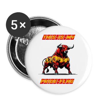 Das ist meine stolze Flagge Spanien - Buttons groß 56 mm (5er Pack) - Weiß - Vorne
